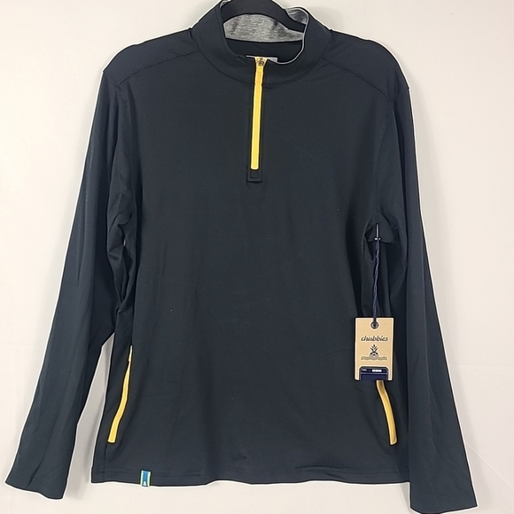 NEW Chubbies The Obsidian Quarter Zip Long Sleeve Black Size M NWT - Picture 1 of 7